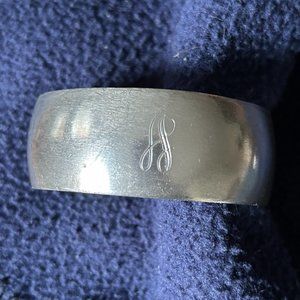 Vintage Leonard 70's  Initial "A" Engraved Genuine Pewter Cuff Bracelet